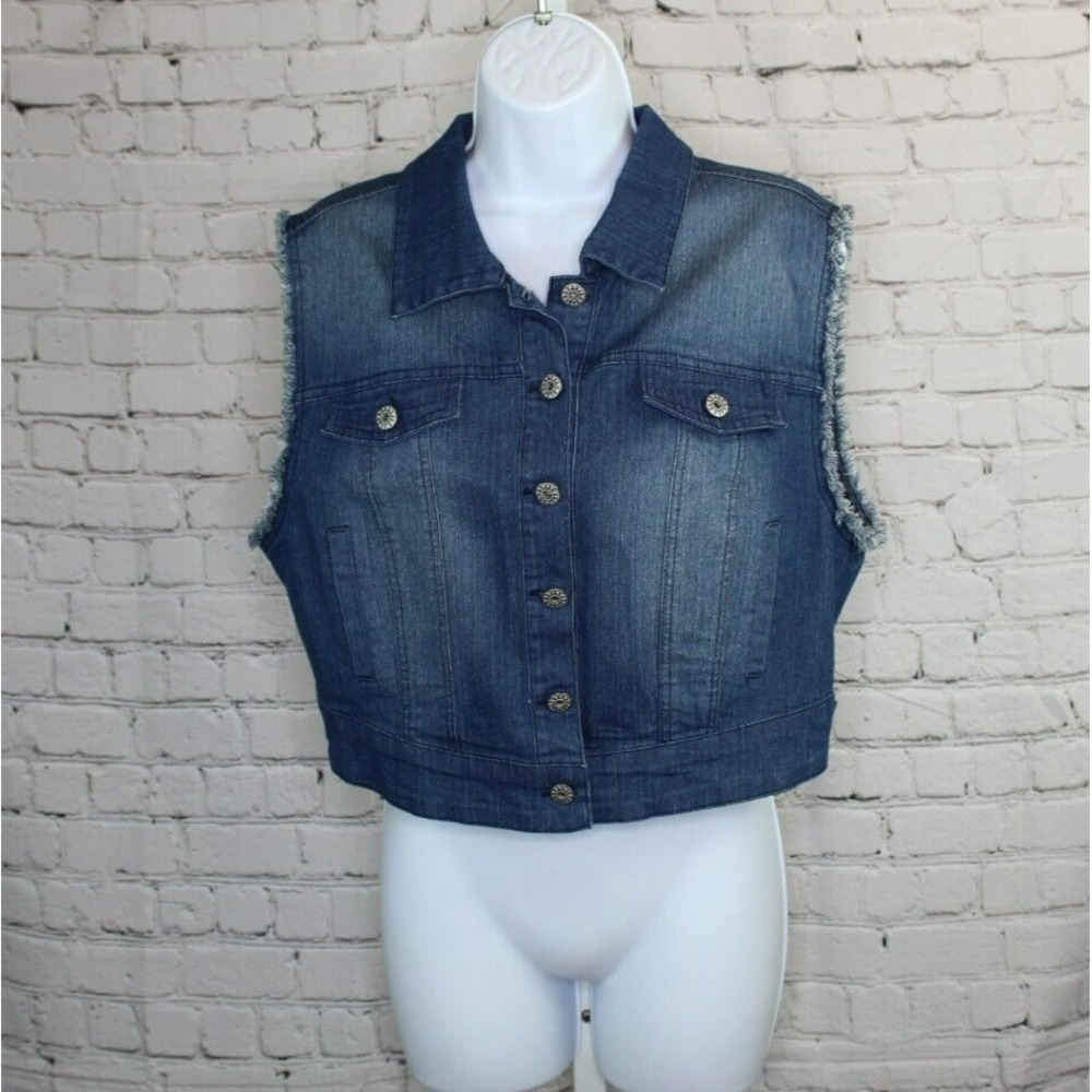 Vintage 90"s Breaker Jeans Womens Vest Size L Button Down Denim Biker